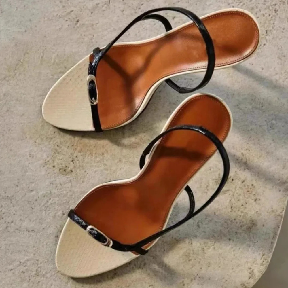 Women Shoes For Walking - صنادل بكعب للنساء، مفتوحة الأصابع، بأشرطة