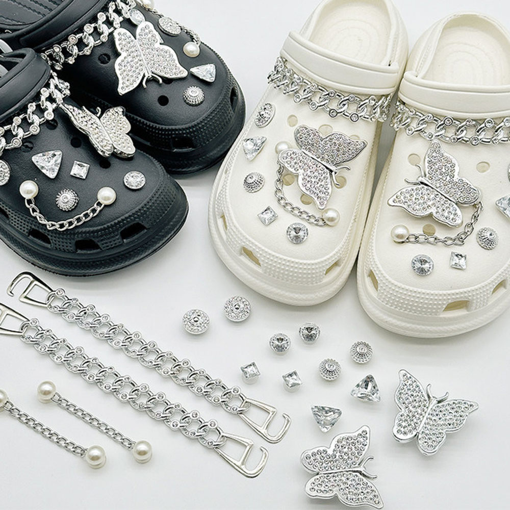 Women'S Shoes Crocs - إكسسوارات أحذية براقة للزينة، مجموعة مشابك