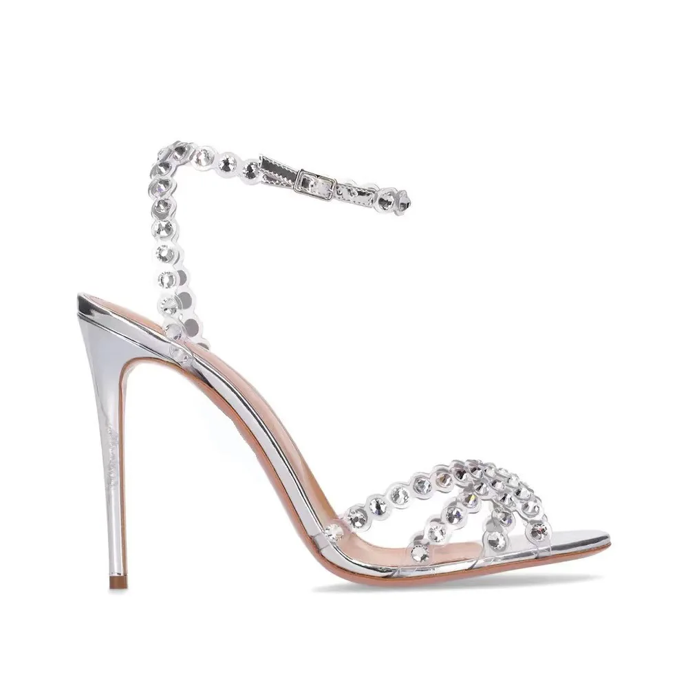 Peep Toe Heels - صنادل سوشيالايت بمقاسات كبيرة، بكعب فضي،