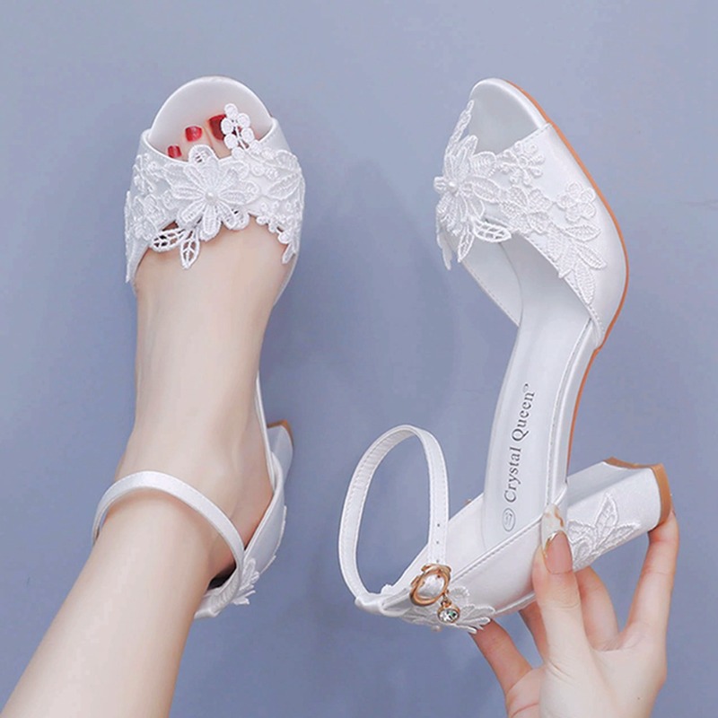 المرأة الحرير الأبيض عالية الك - مراجعة Peep Toe Heels وسعره