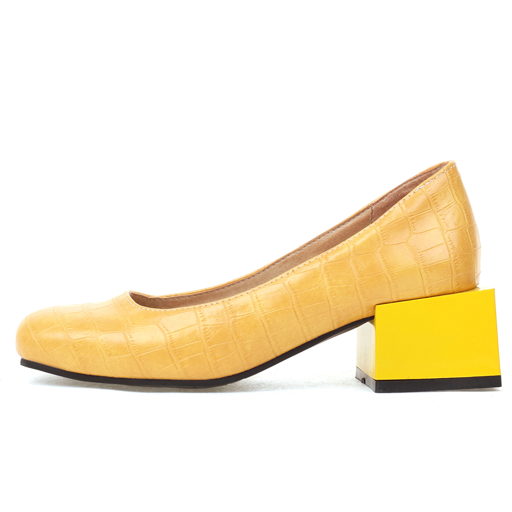 أحذية مربعة بكعب منخفض أنيقة ب - مراجعة Women'S Shoes Yellow وسعره