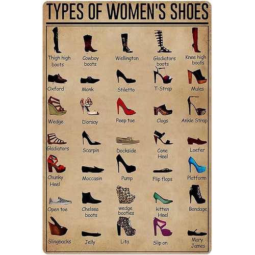 أنواع أحذية النساء، لوحات معدن - مراجعة Women Shoes Types وسعره