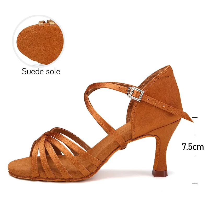 حار بيع أحذية الرقص اللاتينية  - مراجعة Women Shoes Brown Colour وسعره