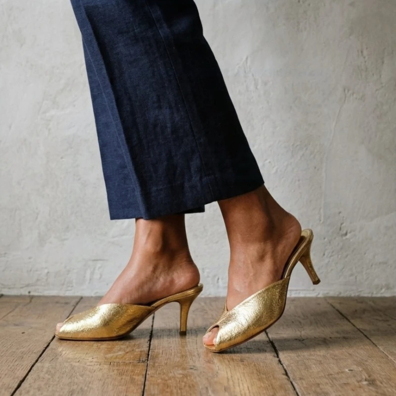 أحذية نسائية فاخرة ذهبية اللون - مراجعة Peep Toe Heels وسعره