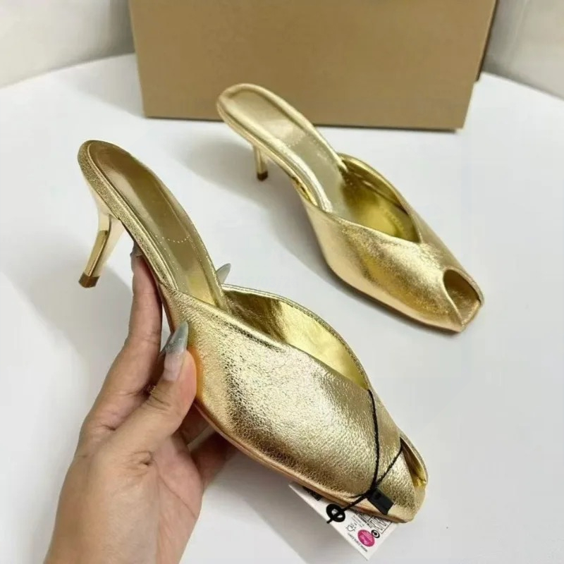 أحذية نسائية فاخرة ذهبية اللون - مراجعة Peep Toe Heels وسعره